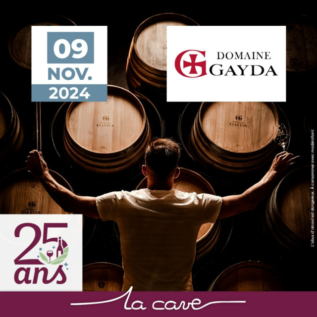 🍷 Dégustation avec le Domaine Gayda - Samedi 09 Novembre ! 🍇

👉 5ème instant dégustation ! 
Ce samedi 09 Novembre, nous avons l'honneur d'accueillir le domaine Gayda en Languedoc-Roussillon. @domainegayda 

📅 Quand : Samedi 09 Novembre
🕐 9h30-19h15
📍 Où : La Cave Cholet
🎟️ Dégustation gratuite et ouverte à tous.

Ne manquez pas cette occasion de plonger dans l'univers des vins du Languedoc-Roussillon et du domaine Gayda !

🍷 À très bientôt à La Cave ! 🍷

#25Ansdepassion #degustation #gayda #languedoc #cholet
#choletmaville